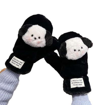 Papa Dog Plush Female Thickened Fleece-lined Cycling Gloves