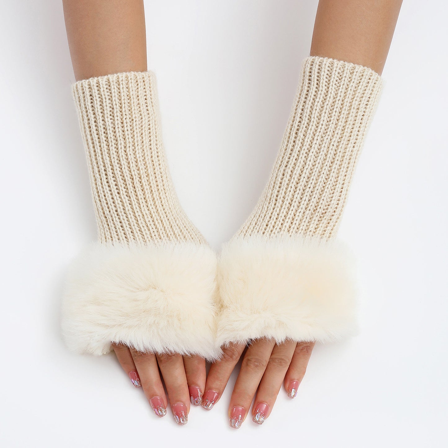 Women's Oversleeve Knitted Warm Open Finger Arm Gloves