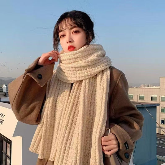 Women's Fashion Korean Wool Woven Thickened Shawl Scarfs