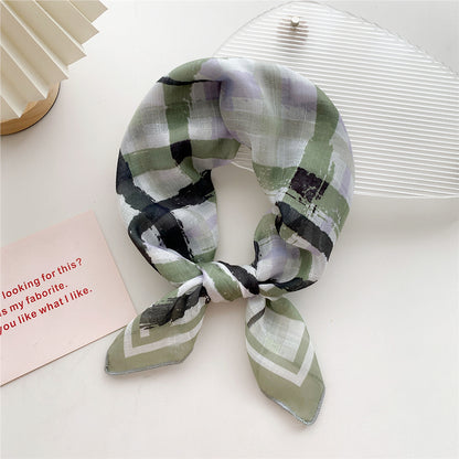 Women's Cotton Linen Small Square Towel Autumn Summer Bandana Headband Scarfs