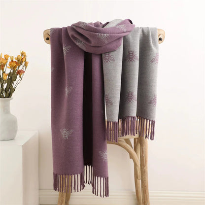 Women's Korean Bee Fashionable Long Beard Warm Scarfs