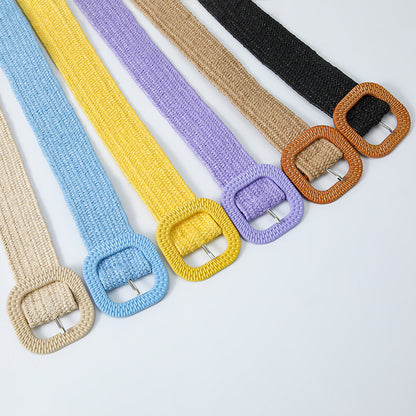 Women's Style Mori Candy Color Square Buckle Belts