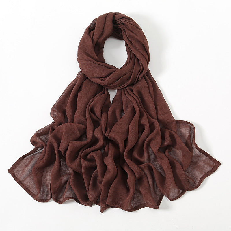 Malay Indonesian Rayon Monochrome Wide-brimmed Thin Scarfs