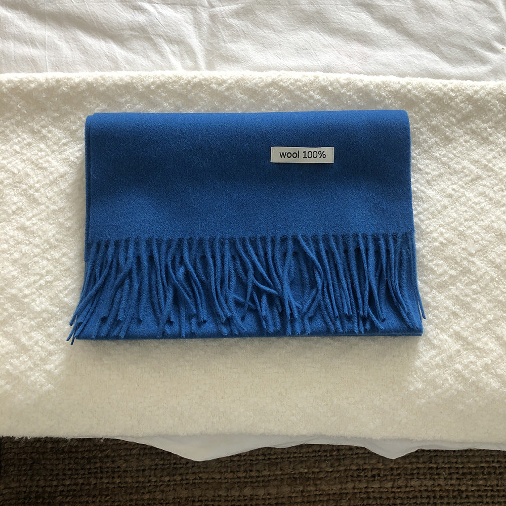 High-grade Pure Color Wool Tassel Couple Scarfs