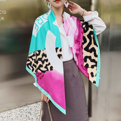 Leather Twill Artificial Silk Printed Large Scarfs