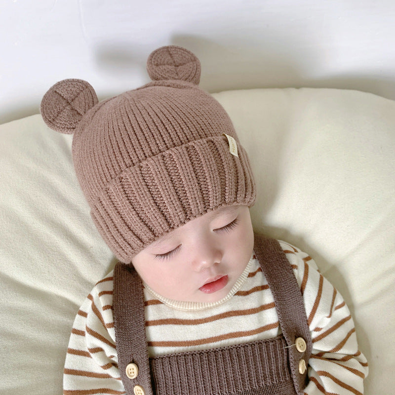 Knitted Woolen Boy Bear Super Cute Kids' Headwear