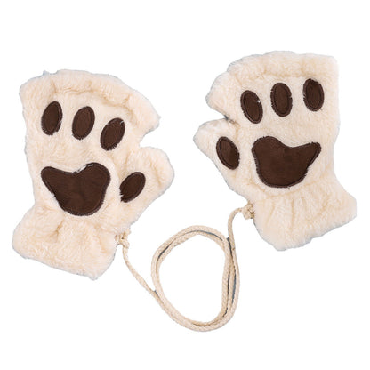 Women's Plush Half Finger Halter Warm Male Female Gloves