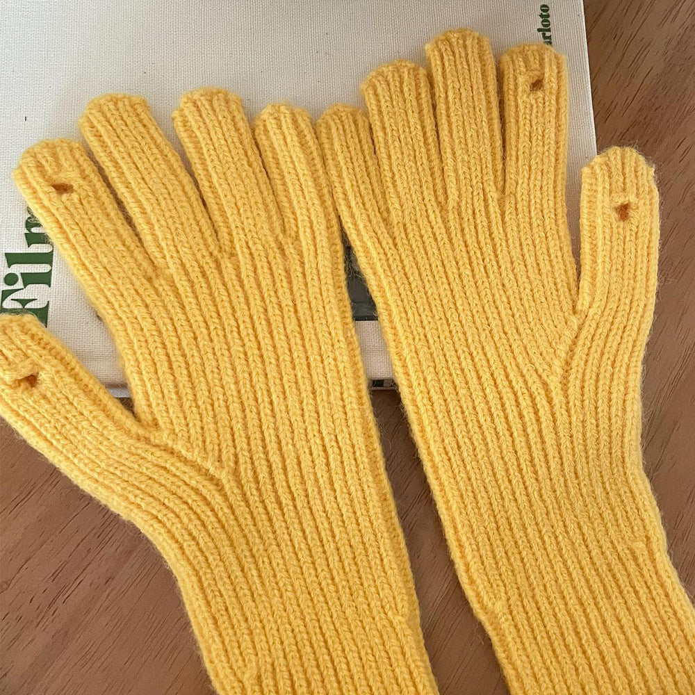 Women's & Men's Knitted For Warm Hole Open Finger Gloves