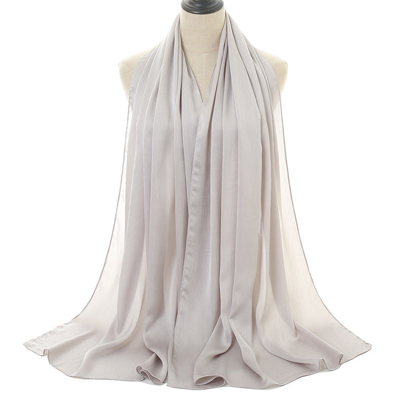 Women's Crepe Natural Pleated Malay Indonesian Popular Scarfs