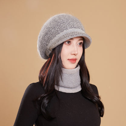 Women's Hat Knitted Warm Thickened Peaked Riding Hats & Caps