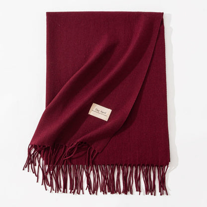 Women's Red High-grade Versatile Artificial Cashmere Solid Scarfs