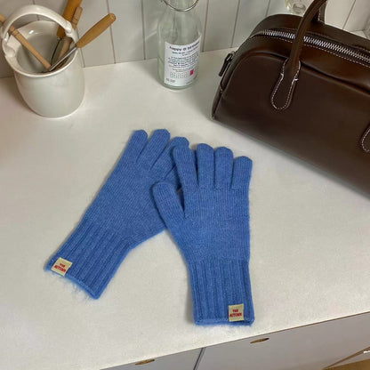 Woolen Knitted Labeling Finger Exposed Touch Gloves