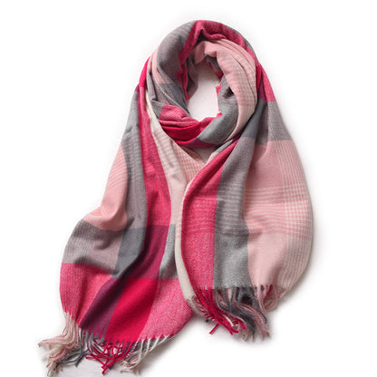 Plaid Tassel Dopamine Shawl Warm Thickened Sky Scarfs