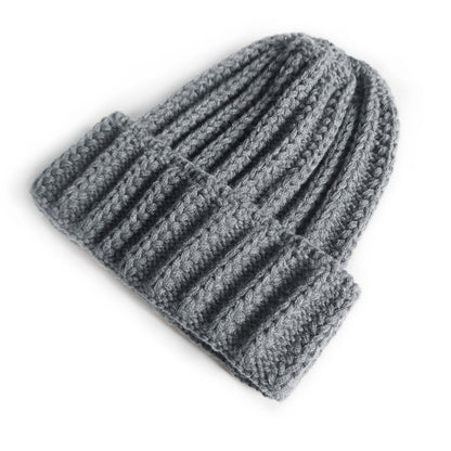 Stripe Knitted Hat Solid Color Woolen Kids' Headwear