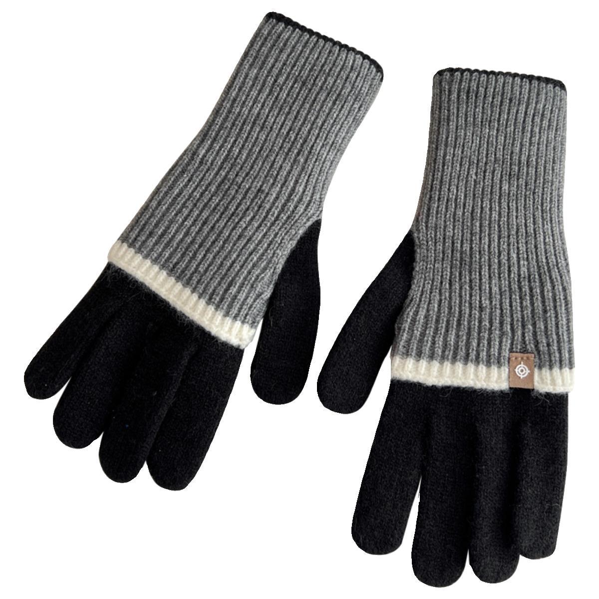 Women's Winter Color Contrast Patchwork Five-finger Touch Gloves