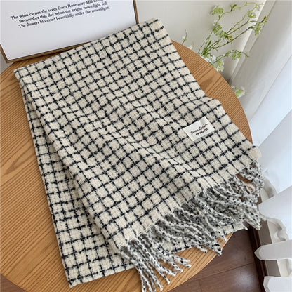 Women's & Men's Winter Atmosphere Korean Style Plaid Tassel Couple Warm Scarfs