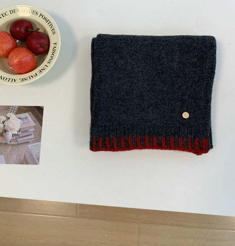 Wool Atmosphere Contrast Color Female Warm Scarfs