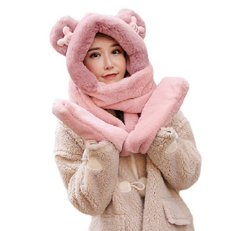 Women's Winter Korean Style One Thickened Cute Cycling Earflaps Warm Hats & Caps