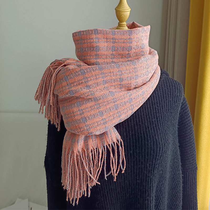 Women's & Men's Korean Style Winter Cashmere Vintage Plaid Scarfs